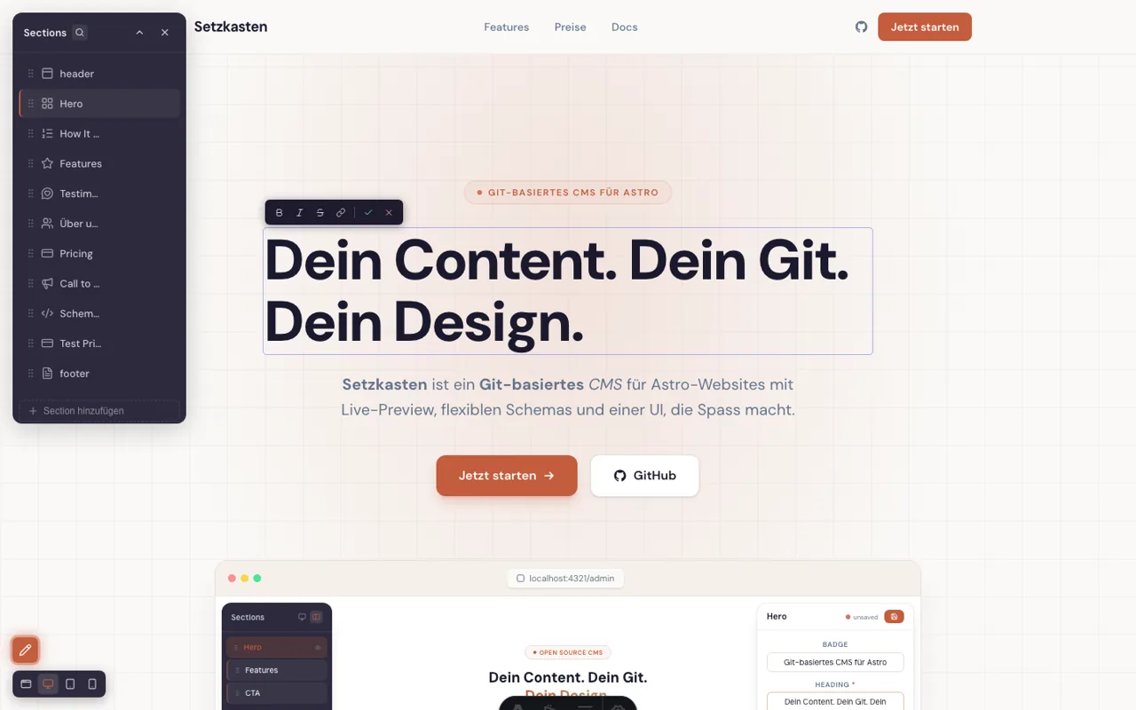 Setzkasten CMS